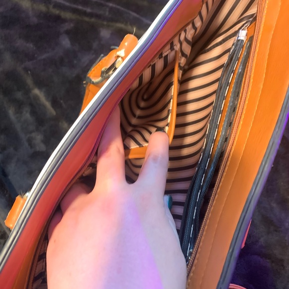 Black and white striped tote long and short strap - Picture 10 of 11